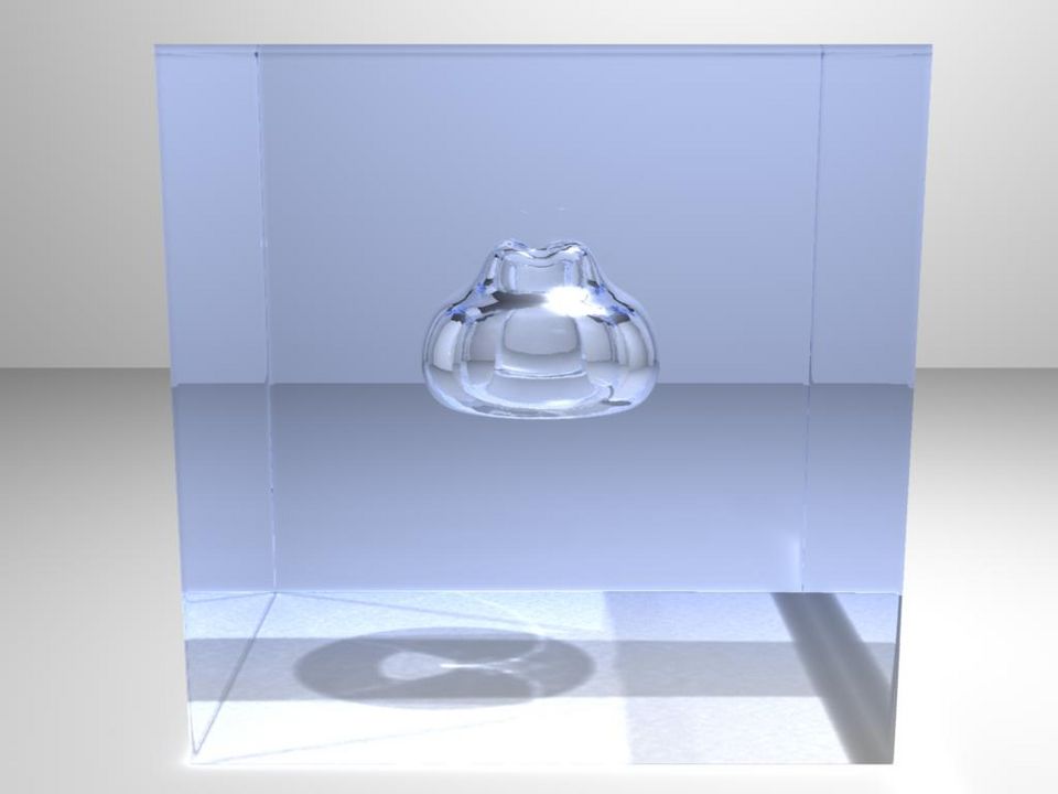 Rising air bubble in a tank of water